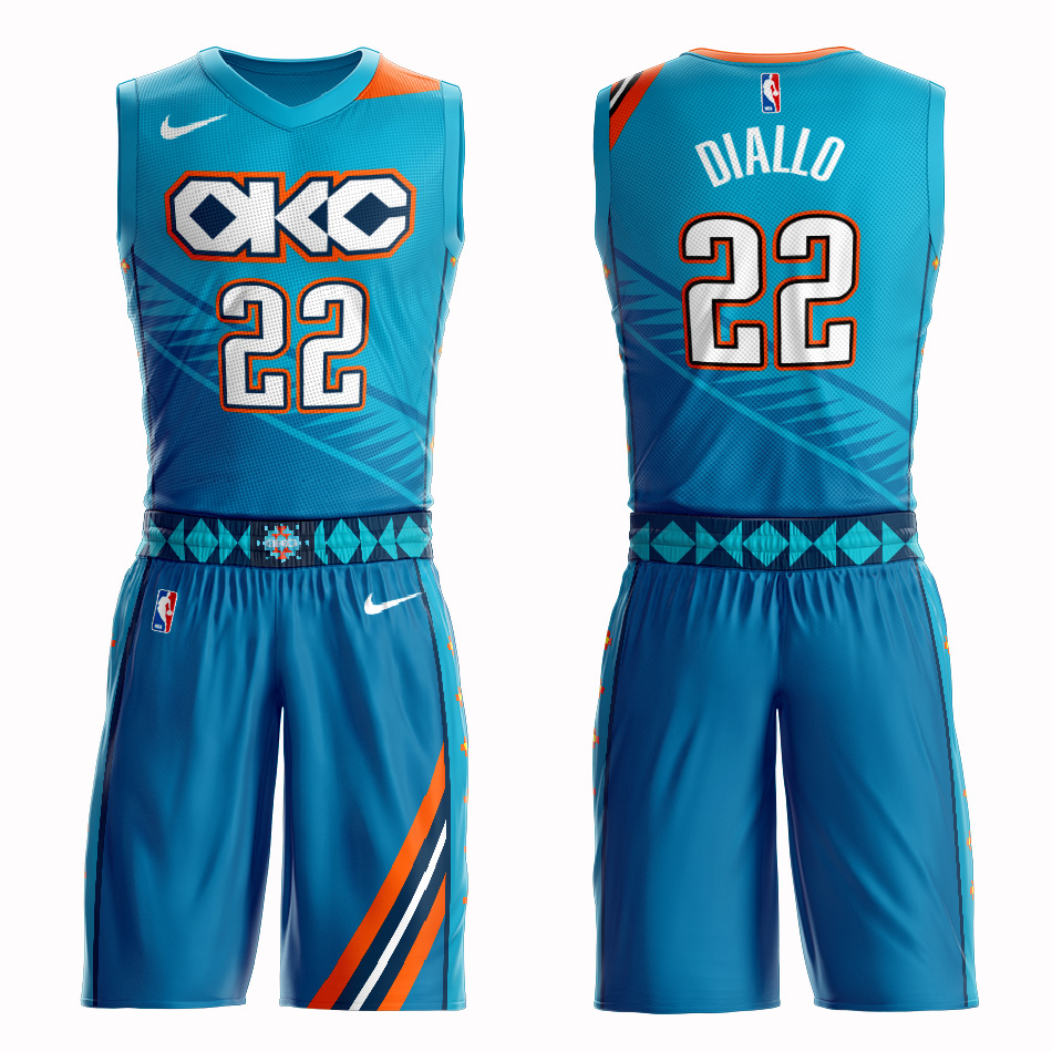 Customized Men Oklahoma City Thunder 22 Diallo blue NBA Nike jersey